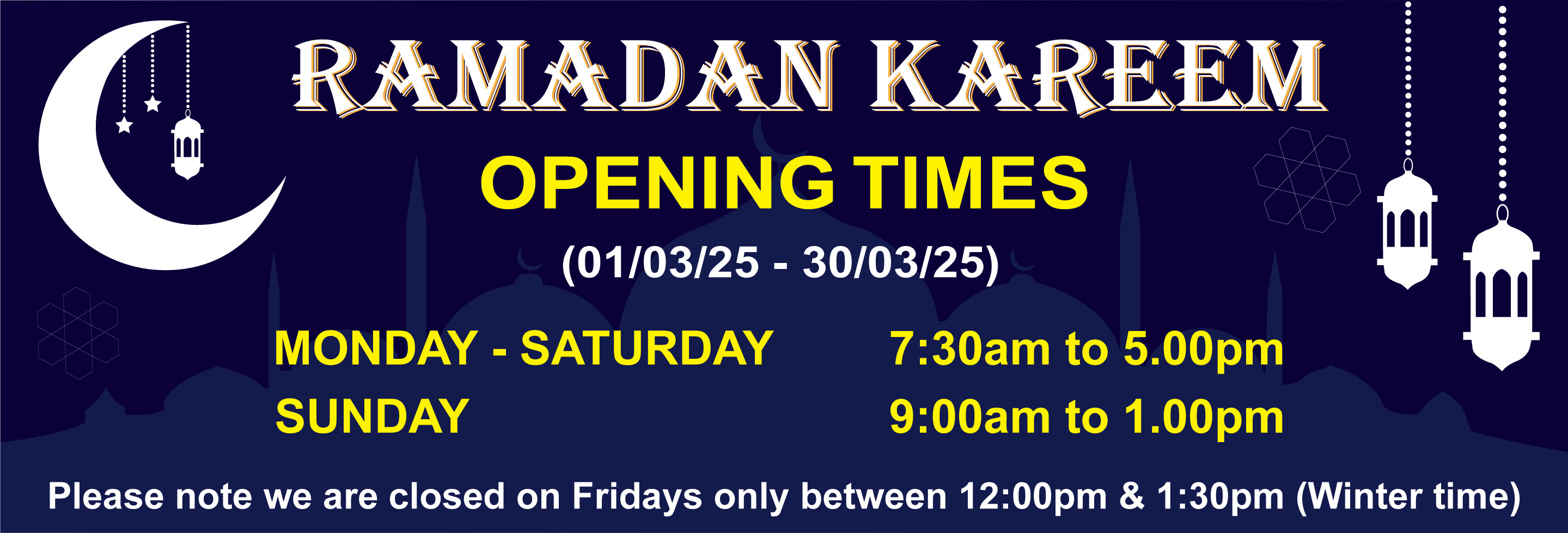 Ramdhan Opening Times